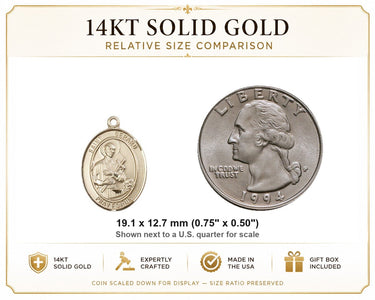 14kt Solid Gold Medium St. Gerard Medal Pendant | 3/4x1/2 | Patron of Expectant Mothers | Bliss