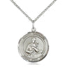 Sterling Silver St. Gerard Patron Saint Medal Necklace 3/4 inch by 5/8 inch with 18 inch Curb Chain by Bliss
