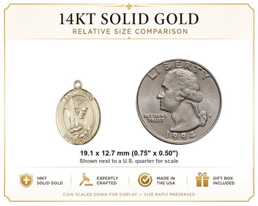14kt Solid Gold Medium St. Helen Medal Pendant | 3/4 x 1/2 | Handcrafted in USA by Bliss