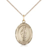 Gold filled St. Gregory the Great patron saint medal necklace - medium 3/4 x 1/2 inch - 18 inch curb chain - Bliss Manufacturing