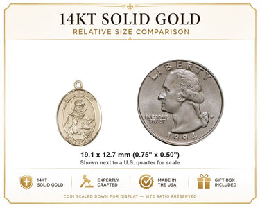 14kt Solid Gold Medium St. Isidore of Seville Medal Pendant | 3/4 x 1/2 | USA Made by Bliss