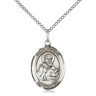 Sterling Silver St. Isidore of Seville Patron Saint Medal Necklace 3/4 x 1/2 inch 18 inch Chain Bliss