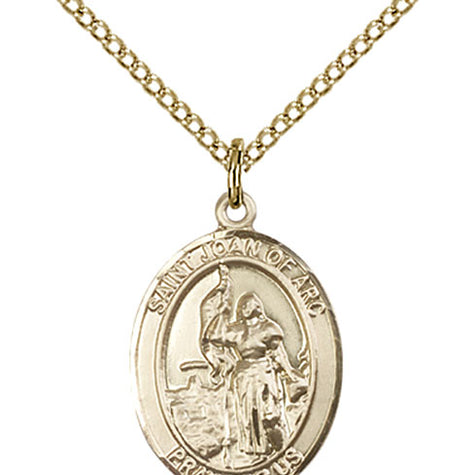 14kt gold filled St. Joan of Arc Army patron saint medal necklace with 18 inch chain, handcrafted by Bliss