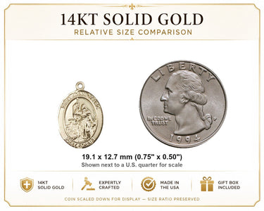 14kt Solid Gold Medium St. Joan of Arc Army Patron Saint Medal Pendant | 3/4 x 1/2 | Handcrafted in USA by Bliss