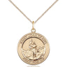 14kt Gold Filled St. Joan of Arc patron saint medal necklace with 3/4 x 5/8 inch pendant on 18 inch curb chain by Bliss Manufacturing USA