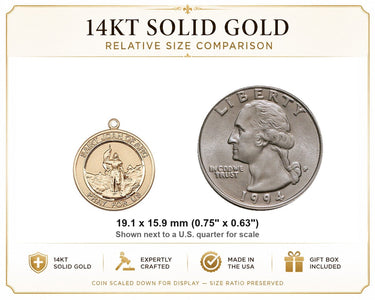 Medalla/Colgante de 14kt de Oro Macizo de Santa Juana de Arco Mediana | 1,9 cm x 1,6 cm | Hecho a Mano en EE. UU. por Bliss