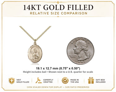 Collar de Medalla de Oro Relleno de 14kt Mediana de San Juan Apóstol Patrón | 1.9 cm x 1.27 cm | Cadena de 45.72 cm | Hecho en EE. UU. por Bliss