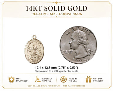 Medalla/Colgante de oro macizo de 14kt, tamaño mediano, de San Juan Apóstol (patrón) | 1.9 x 1.27 cm | Hecho en EE. UU. por Bliss
