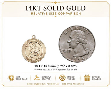 Colgante de Medalla Mediana de Oro Sólido de 14 quilates de San Juan Apóstol Patrón | 3/4 x 5/8 | Fabricado en EE. UU. por Bliss