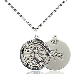 Sterling silver St. Joseph of Cupertino patron saint medal necklace with 18 inch chain handmade by Bliss