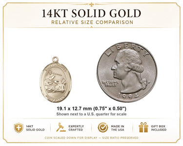 14kt Solid Gold Medium St. Joshua Patron Saint Medal Pendant | 3/4" x 1/2" | USA Made by Bliss
