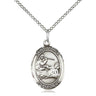 Sterling Silver St. Joshua Patron Saint Medal Necklace 3/4 x 1/2 inch pendant 18 inch chain Bliss