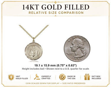 14kt Gold Filled Medium St. Jude Patron Saint Medal Necklace | 3/4 x 5/8 | 18" Chain | USA Made by Bliss