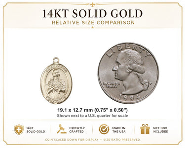 14kt Solid Gold Medium St. Kateri Tekakwitha Patron Saint Medal Pendant | 3/4" x 1/2" | Handcrafted in USA by Bliss
