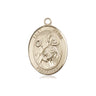 14kt solid gold St. Kevin patron saint medal pendant, 3/4 x 1/2 inches, handcrafted by Bliss
