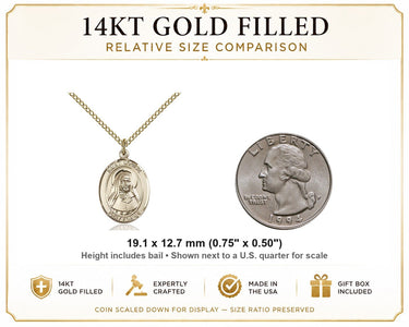 Gold Filled Medium St. Louise De Marillac Patron Saint Medal Necklace | 3/4" x 1/2" | 18" Chain | USA Made by Bliss