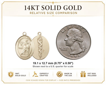 14kt Solid Gold Medium St. Luke Apostle Medal Pendant | 3/4" x 1/2" | Handcrafted in USA by Bliss