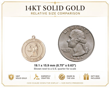 14kt Solid Gold Medium St. Luke the Apostle Patron Saint Medal Pendant | 3/4" x 5/8" | Handcrafted in USA by Bliss