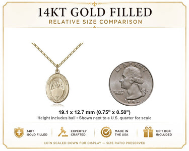 14kt Gold Filled Medium St. Maria Faustina Patron Saint Medal Necklace | 3/4" x 1/2" | 18" Chain | USA Made by Bliss