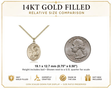 Gold Filled Medium St. Mark the Evangelist Patron Saint Medal Necklace | 3/4" x 1/2" | 18" Chain | USA Made by Bliss