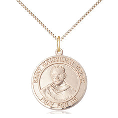 14kt Gold Filled St. Maximilian Kolbe Patron Saint Medal Necklace 3/4 x 5/8 with 18 inch Chain by Bliss