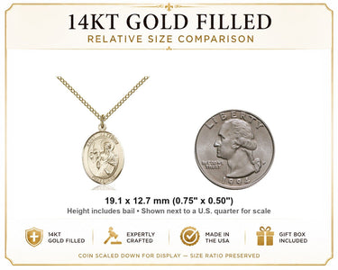 14kt Gold Filled Medium St. Matthew the Apostle Patron Saint Medal Necklace | 3/4 x 1/2 | 18" Chain | USA Made by Bliss