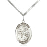 Sterling silver St. Matthew the Apostle medal necklace with 18 inch curb chain, 3/4 x 1/2, by Bliss Manufacturing USA