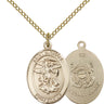 14kt gold filled St. Michael Coast Guard patron saint medal necklace, 3/4 x 1/2 inches with 18 inch chain, handcrafted in USA by Bliss Manufacturing