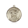 14kt Solid Gold St. Michael the Archangel medal pendant, 3/4 x 5/8 inches, handcrafted by Bliss Manufacturing