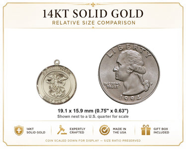 14kt Solid Gold Medium St. Michael Archangel Medal Pendant | 3/4 x 5/8 | USA Made by Bliss