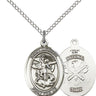 Sterling Silver St. Michael National Guard Medal Necklace 3/4 x 1/2 inch on 18 inch Chain by Bliss