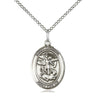 Sterling Silver St. Michael the Archangel medal necklace with 18 inch curb chain, 3/4 x 1/2 inch pendant, by Bliss