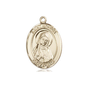 Colgante de Medalla de Santa Mónica de Oro Macizo de 14kt | 3/4 x 1/2 | Bliss EE. UU.