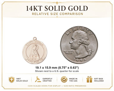 14kt Solid Gold St. Monica Patron Saint Medal | 3/4 x 5/8 | Bliss
