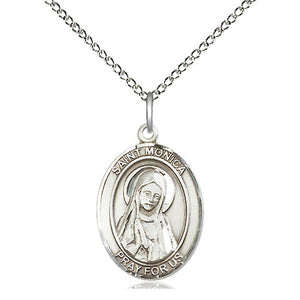Collar de plata esterlina con medalla mediana de Santa Mónica, patrona | 3/4