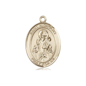 Colgante Medalla Mediana de San Nicolás de Oro Sólido de 14kt | 1.9 cm x 1.27 cm | Hecho a mano en EE. UU. por Bliss