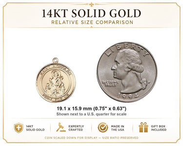 Colgante de Medalla Mediana de San Nicolás en Oro Sólido de 14kt | 1.9 cm x 1.6 cm | Hecho a Mano en EE. UU. por Bliss