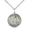Sterling Silver St. Patrick Patron Saint Medal Necklace 3/4 x 5/8 inches with 18 inch curb chain by Bliss