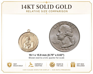 14kt Solid Gold Medium St. Paul Apostle Medal Pendant | 3/4x5/8 | Bliss USA