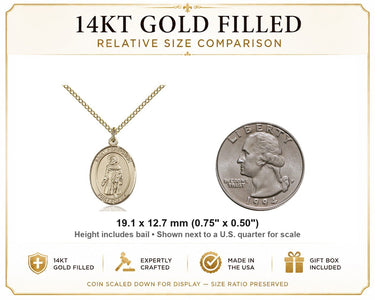 Gold Filled Medium St. Peregrine Laziosi Patron Saint Medal Necklace | 3/4" x 1/2" | 18" Chain | USA Made by Bliss