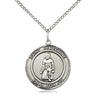 Sterling silver St. Peregrine medal necklace 3/4 x 5/8 inches with 18 inch chain by Bliss Manufacturing