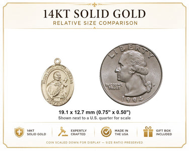 14kt Solid Gold Medium St. Martin De Porres Medal Pendant | 3/4" x 1/2" | Handcrafted in USA by Bliss