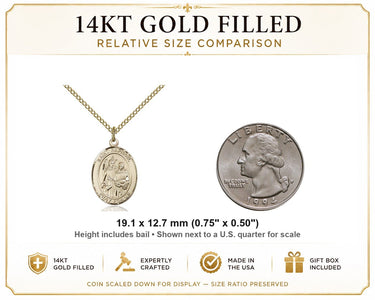 14kt Gold Filled Medium St. Raphael the Archangel Patron Saint Medal Necklace | 3/4" x 1/2" | 18" Chain | Bliss