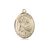 14kt Solid Gold St. Raphael the Archangel Catholic medal pendant 3/4 x 1/2 inches handcrafted by Bliss