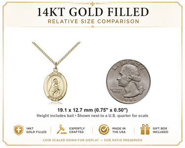14kt Gold Filled Medium St. Rita of Cascia Patron Saint Medal Necklace | 3/4 x 1/2 | 18" Chain | USA Made by Bliss