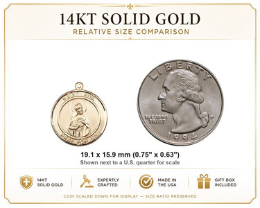 14kt Solid Gold Medium St. Rita of Cascia Patron Saint Medal Pendant | 3/4 x 5/8 | Handcrafted in USA by Bliss