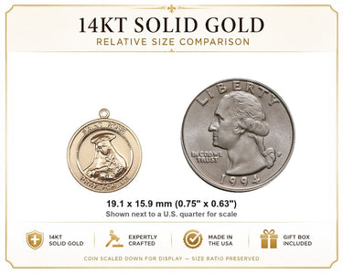 14kt Solid Gold Medium St. Rose of Lima Medal Pendant | 3/4" x 5/8" | USA Made by Bliss