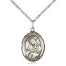 Sterling Silver St. Rose of Lima Patron Saint Medal Necklace 3/4 x 1/2 inches with 18 inch Chain by Bliss
