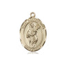 14kt Solid Gold St. Scholastica Patron Saint Medal Pendant 3/4 inch by 1/2 inch handcrafted by Bliss
