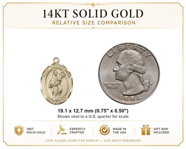 Medalla colgante de oro macizo de 14 kt de Santa Escolástica, patrona | 1,9 cm x 1,3 cm | Hecha a mano en EE. UU. por Bliss